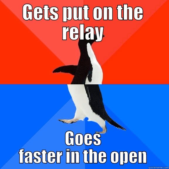 swimmng shada - GETS PUT ON THE RELAY GOES FASTER IN THE OPEN Socially Awesome Awkward Penguin