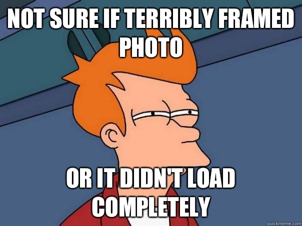 Not sure if terribly framed photo Or it didn't load completely  Futurama Fry