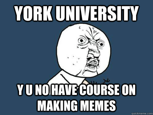 York University y u no have course on making memes  Y U No