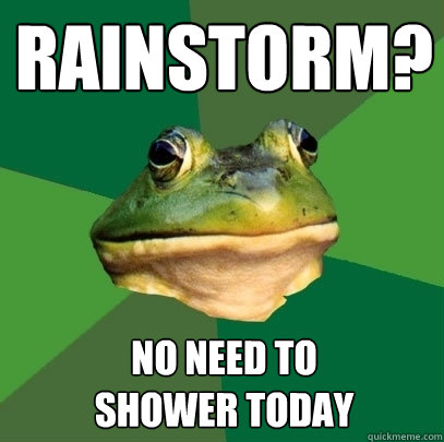 Rainstorm? No need to
shower today  Foul Bachelor Frog