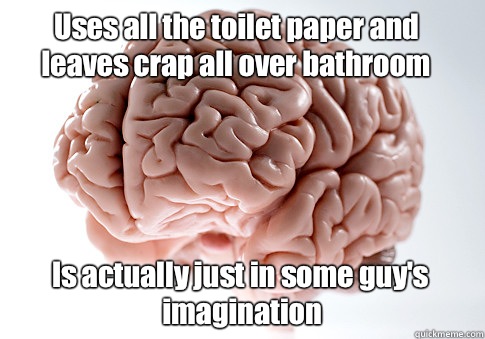 Uses all the toilet paper and leaves crap all over bathroom Is actually just in some guy's imagination   Scumbag Brain