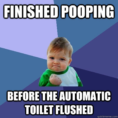 Finished pooping before the automatic toilet flushed  Success Kid