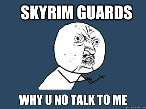 skyrim guards  why u no talk to me   Y U No