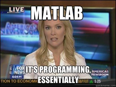 MATLAB It's Programming,
essentially  Megyn Kelly