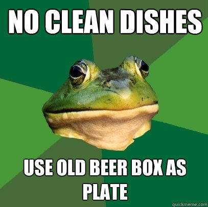 No clean dishes use old beer box as plate - No clean dishes use old beer box as plate  Foul Bachelor Frog