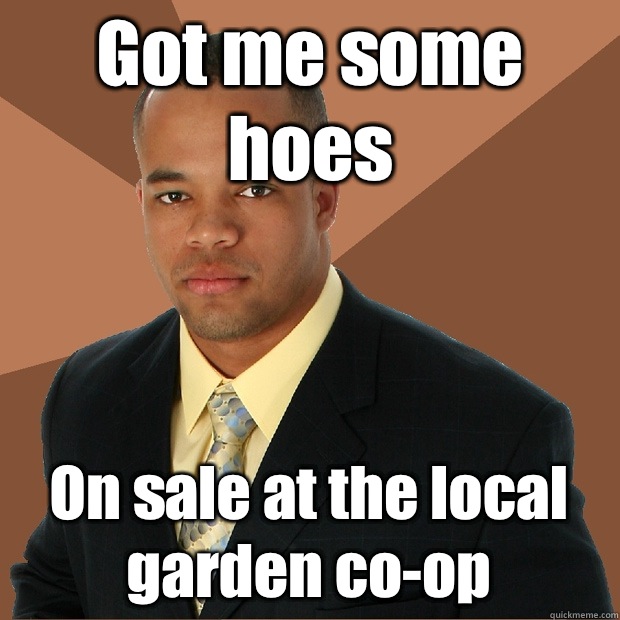 Got me some hoes On sale at the local garden co-op - Got me some hoes On sale at the local garden co-op  Successful Black Man