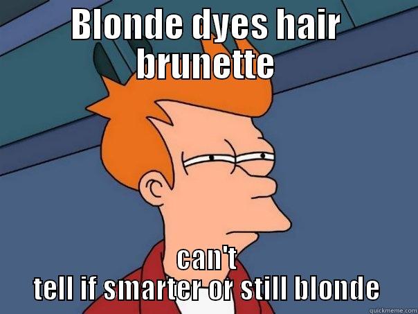 BLONDE DYES HAIR BRUNETTE CAN'T TELL IF SMARTER OR STILL BLONDE Futurama Fry