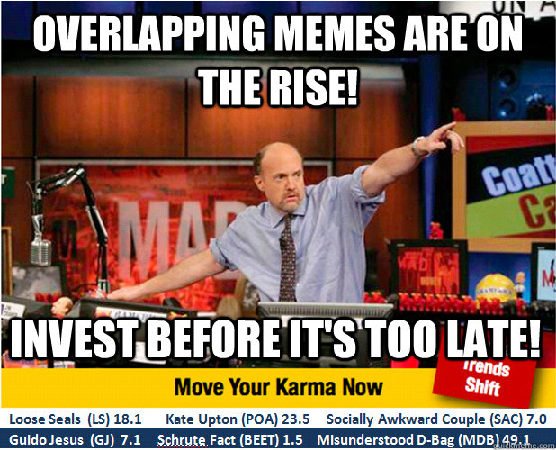 Overlapping memes are on the rise! Invest before it's too late!  Jim Kramer with updated ticker