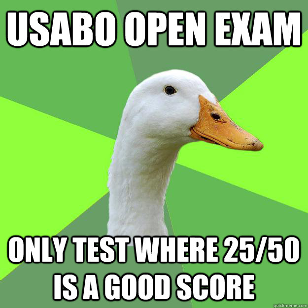 USABO open exam only test where 25/50 is a good score - USABO open exam only test where 25/50 is a good score  Misc