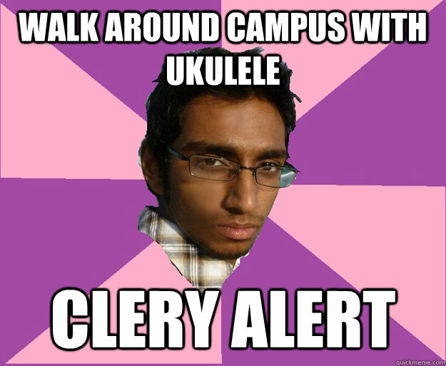 Walk around campus with ukulele Clery alert  