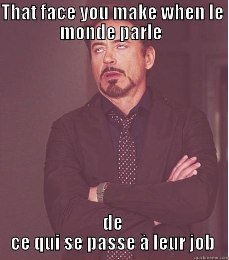 THAT FACE YOU MAKE WHEN LE MONDE PARLE  DE CE QUI SE PASSE À LEUR JOB Misc