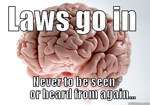 Bar Exam Brain - LAWS GO IN NEVER TO BE SEEN         OR HEARD FROM AGAIN... Scumbag Brain