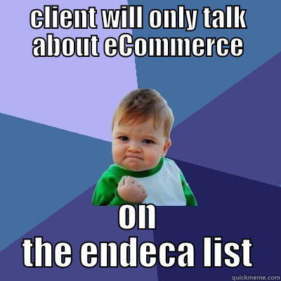 CLIENT WILL ONLY TALK ABOUT ECOMMERCE ON THE ENDECA LIST Success Kid