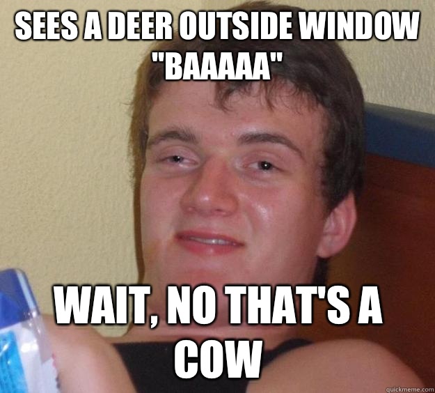 Sees a deer outside window
