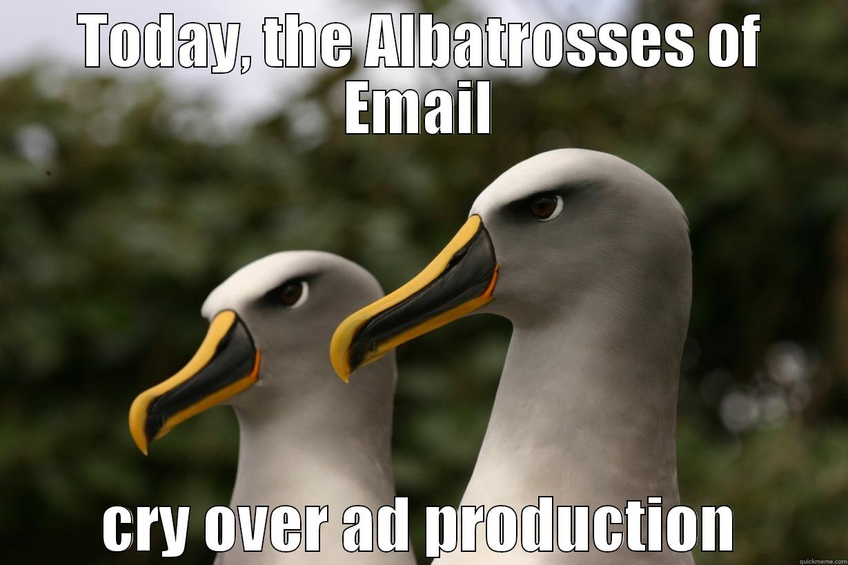 TODAY, THE ALBATROSSES OF EMAIL CRY OVER AD PRODUCTION Misc