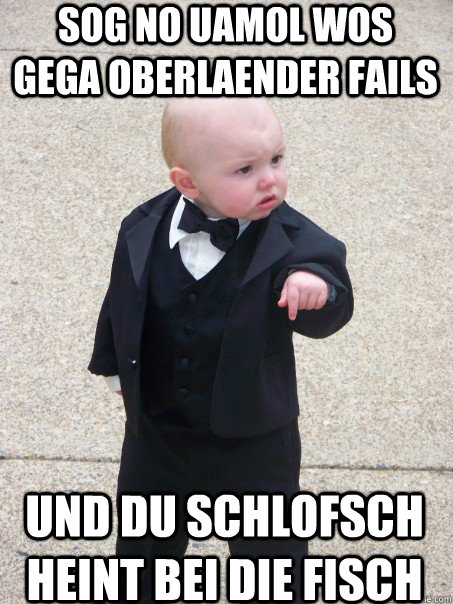 sog no uamol wos gega Oberlaender FAILs  und du schlofsch heint bei die fisch  Baby Godfather