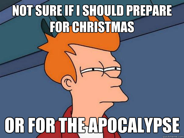 Not sure if I should prepare for christmas Or for the apocalypse   Futurama Fry