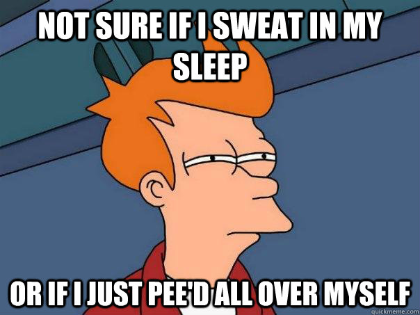 Not sure if i sweat in my sleep or if i just pee'd all over myself  Futurama Fry