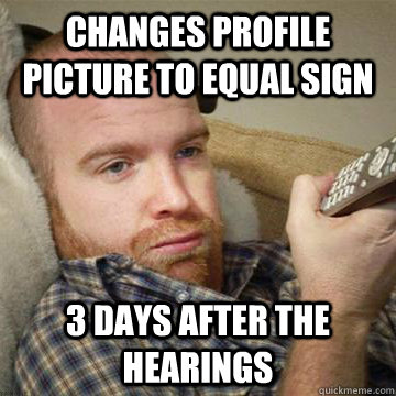 changes profile picture to equal sign 3 days after the hearings  