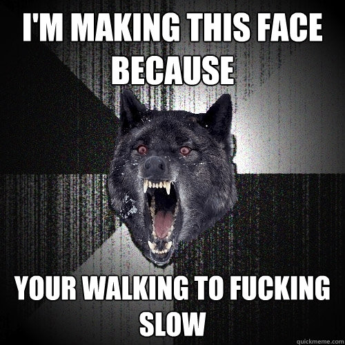 I'm making this face because your walking to fucking slow  Insanity Wolf