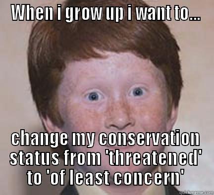 WHEN I GROW UP I WANT TO... CHANGE MY CONSERVATION STATUS FROM 'THREATENED' TO 'OF LEAST CONCERN' Over Confident Ginger