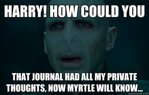 Harry! How could you That journal had all my private thoughts, now Myrtle will know...  