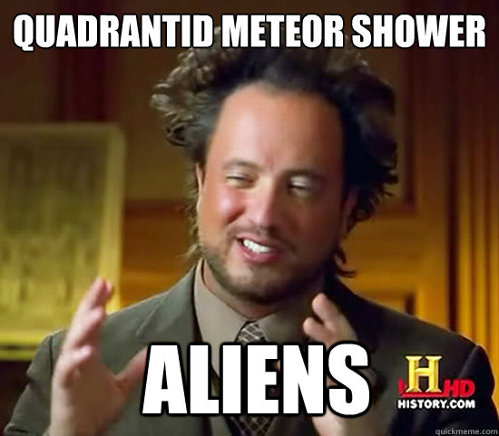 Quadrantid Meteor shower  Aliens  Ancient Aliens