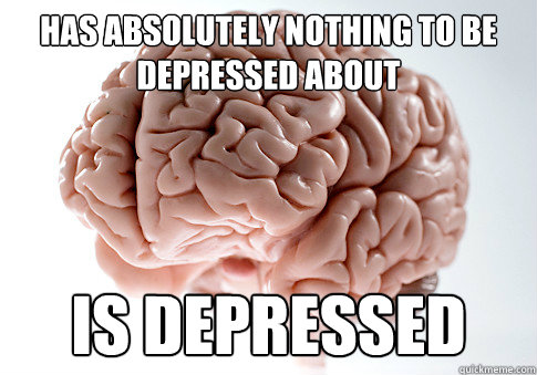 Has absolutely nothing to be depressed about Is depressed  Scumbag Brain