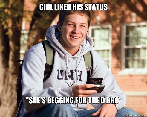 girl liked his status 