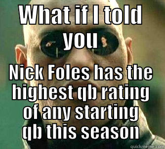 WHAT IF I TOLD YOU NICK FOLES HAS THE HIGHEST QB RATING OF ANY STARTING QB THIS SEASON Matrix Morpheus