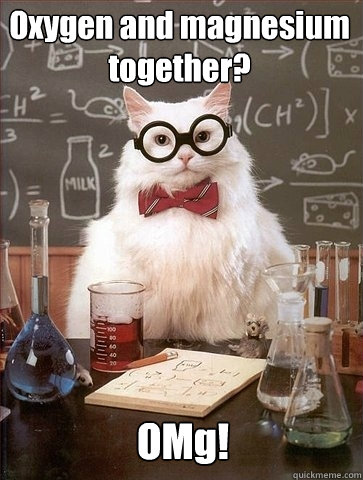 Oxygen and magnesium together? OMg! - Oxygen and magnesium together? OMg!  Chemistry Cat