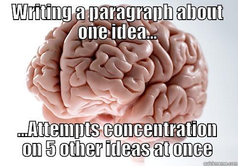 WRITING A PARAGRAPH ABOUT ONE IDEA... ...ATTEMPTS CONCENTRATION ON 5 OTHER IDEAS AT ONCE Scumbag Brain