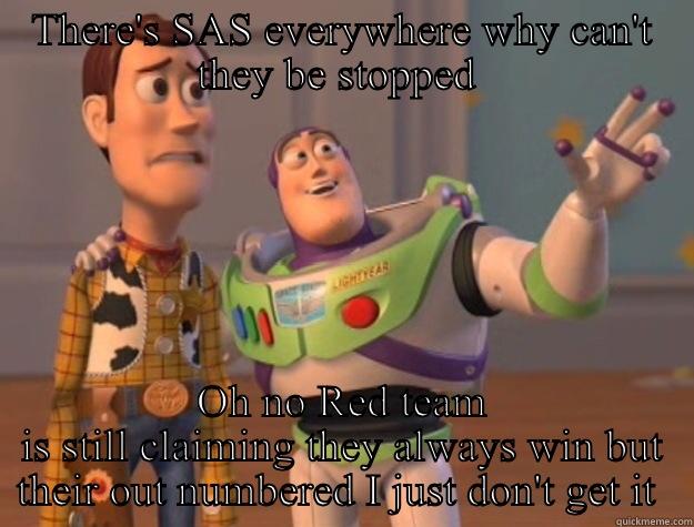 Oh lord  - THERE'S SAS EVERYWHERE WHY CAN'T THEY BE STOPPED  OH NO RED TEAM IS STILL CLAIMING THEY ALWAYS WIN BUT THEIR OUT NUMBERED I JUST DON'T GET IT  Toy Story