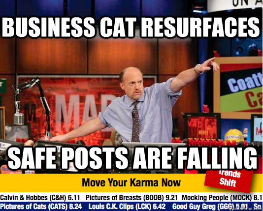 Business cat resurfaces Safe posts are falling  Mad Karma with Jim Cramer