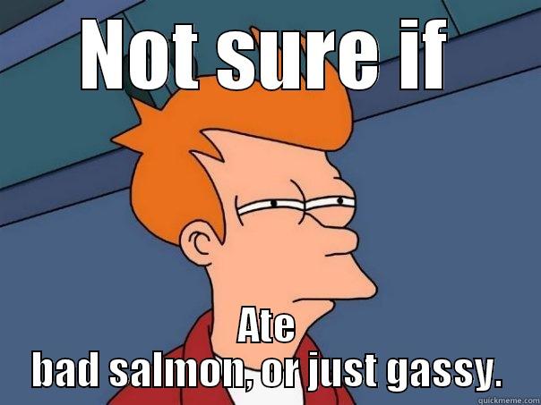 NOT SURE IF ATE BAD SALMON, OR JUST GASSY. Futurama Fry