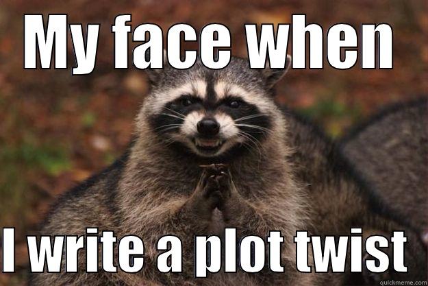 MY FACE WHEN  I WRITE A PLOT TWIST  Evil Plotting Raccoon