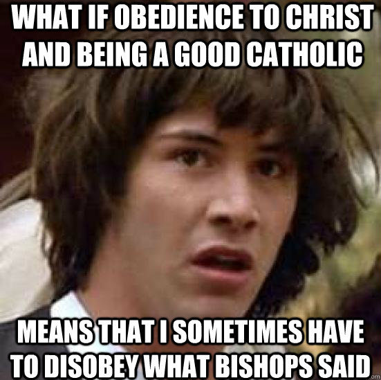 what if obedience to Christ and being a good Catholic means that I sometimes have to disobey what bishops said  conspiracy keanu