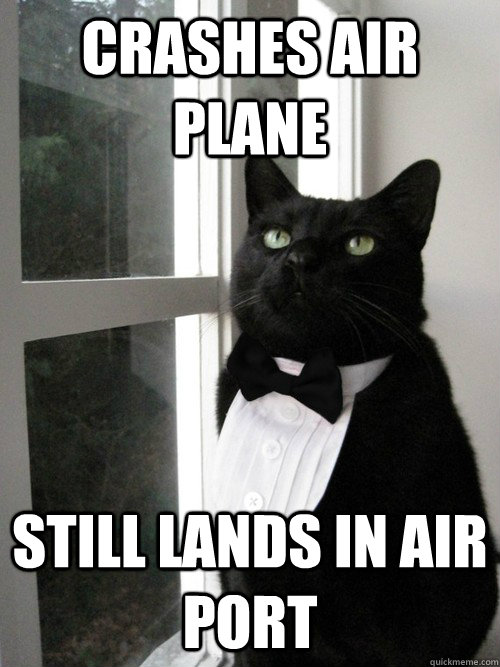 crashes air plane still lands in air port  One Percent Cat