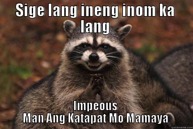 SIGE LANG INENG INOM KA LANG IMPEOUS MAN ANG KATAPAT MO MAMAYA Evil Plotting Raccoon