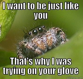 Misunderstood Worker Spider - I WANT TO BE JUST LIKE YOU THAT'S WHY I WAS TRYING ON YOUR GLOVE Misunderstood Spider