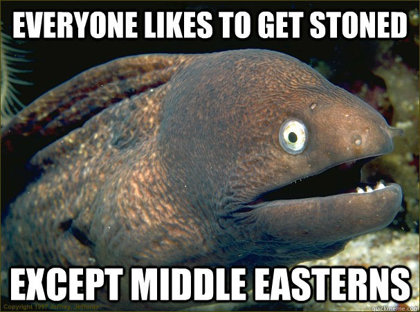 Everyone likes to get stoned except middle easterns  Bad Joke Eel