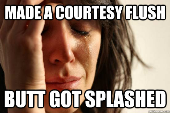 Made a courtesy flush Butt got splashed  First World Problems