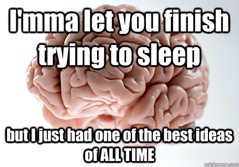 I'mma let you finish trying to sleep but I just had one of the best ideas of ALL TIME  Scumbag Brain