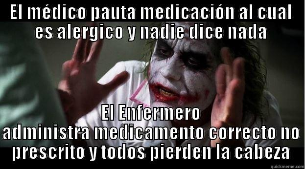 EL MÉDICO PAUTA MEDICACIÓN AL CUAL ES ALERGICO Y NADIE DICE NADA EL ENFERMERO ADMINISTRA MEDICAMENTO CORRECTO NO PRESCRITO Y TODOS PIERDEN LA CABEZA Joker Mind Loss