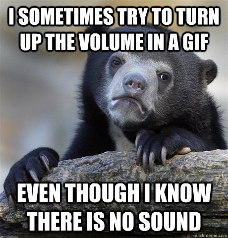 I sometimes try to turn up the volume in a gif even though i know there is no sound - I sometimes try to turn up the volume in a gif even though i know there is no sound  Confession Bear