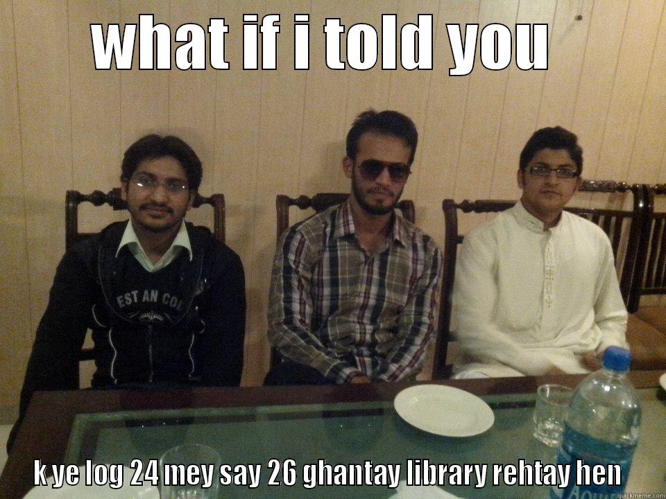 WHAT IF I TOLD YOU  K YE LOG 24 MEY SAY 26 GHANTAY LIBRARY REHTAY HEN  Misc