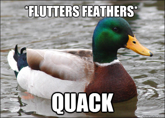 *flutters feathers* Quack  Actual Advice Mallard