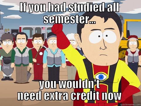 IF YOU HAD STUDIED ALL SEMESTER... YOU WOULDN'T NEED EXTRA CREDIT NOW Captain Hindsight