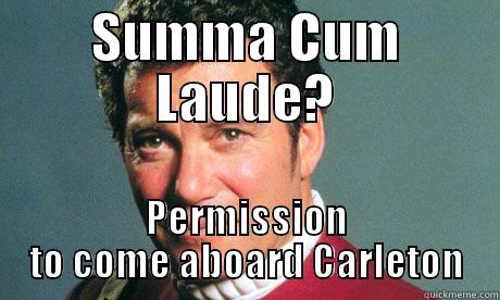 Permission to come aboard - SUMMA CUM LAUDE? PERMISSION TO COME ABOARD CARLETON Misc