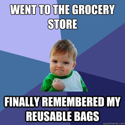 Went to the grocery store finally remembered my reusable bags - Went to the grocery store finally remembered my reusable bags  Success Kid